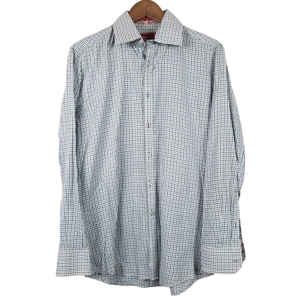 Red Label Saks Fifth Avenue Button Up Dress Shirt Houndstooth - 15.5 / 32-33